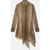 48 - Brun - Viskose Kjoler Stella McCartney Python Print Silk Chiffon Dress, Woman, Brown Multicolour