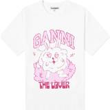 Ganni Dame Overdele Ganni Basic Jersey Love Bunny Relaxed T-shirt T-shirt Bright White