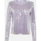 Dame - Polyamid Bluser Self-Portrait Sequined cropped top purple