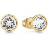 Guess Øreringe Guess Ladies Gold Plated 8mm Clear Solitaire Stud Earrings UBE02159YG