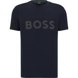 Hugo Boss Genanvendt materiale - Herre - M T-shirts HUGO BOSS Mens Dark Blue Brand-print Crewneck Cotton-jersey T-shirt