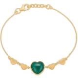 Frk Lisberg Stone Heart Forgyldt Sølv Armbånd med Grøn Onyx