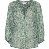 Part Two 32 - Dame Overdele Part Two Erdonaepw Long -Sleeved Blouse - Green Granite Print