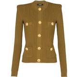 10 - Grøn - Viskose Overdele Balmain Knit Cardigan with Gold Buttons - Khaki