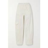 Ganni 46 Bukser & Shorts Ganni Washed Cotton Canvas Elasticated Curve Pants F7938 Egret Hvid