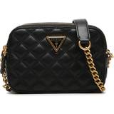 Guess Lynlås Tasker Guess Giully Quilted Camera Crossbody Bag - Black Floral Print