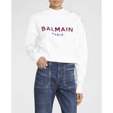 Balmain Dame Sweatere Balmain Paris flocked short sweatshirt