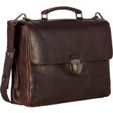 Brun - Dame Mapper Leonhard Heyden roma briefcase 2 compartments aktentasche tasche brown braun