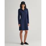 Gant XL Kjoler Gant Slim Shield LS Pique Dress Evening Blue