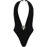 Dame - Guld Badedragter Dolce & Gabbana One-piece swimsuit with plunging neck and belt