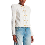 Balmain Dame Overtøj Balmain Tweed Single-Breasted Button Blazer - White