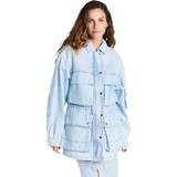 Isabel Marant Dame Jakker Isabel Marant Womens Light Blue Elize Patch-pocket Regular-fit Denim Jacket