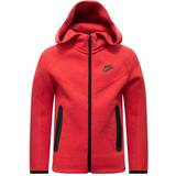 Nike Older Boy's Sportswear Tech Fleece Hoodie - Light University Red Heather/Black/Black