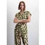 38 - Dame - Grøn Jumpsuits & Overalls Mango Long Printed Jumpsuit Kvinde Buksedragter Plus hos Magasin Green