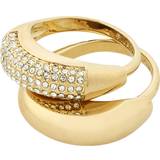 Smykkesæt Pilgrim LEARN recycled krystal ringe 2-i-ét sæt guldbelagt