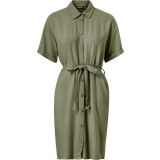 Dame - Grøn - Viskose Kjoler Pieces Tie-Waist Shirt Dress