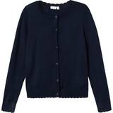 Name It Trøjer Name It Kid's Long Sleeved Knitted Cardigans - Dark Sapphire