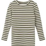 Bomuld Bluser & Tunikaer Børnetøj Name It Deep Lichen Green Suraja Slim Bluse Stripe Noos-110