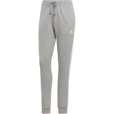Adidas Bomuld - Dame Bukser adidas Essentials 3-Stripes French Terry Cuffed Pants - Medium Gray Heather/White