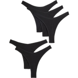 H&M Jersey Trusser H&M Ribbed Thong Briefs 5-pack - Black