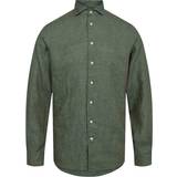 Eton Green Linen Twill Shirt Contemporary Fit Mand Langærmede Skjorter hos Magasin Grøn