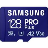 Hukommelseskort & USB Stik Samsung Pro Plus microSDXC Class 10 UHS-I U3 V30 A2 180/130MB/s 128GB +SD Adapter