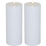 Hvid Lysestager, Lys & Dufte Cozzy Block White LED-lys 25cm 2stk