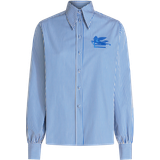 Etro Stribede Overdele Etro Striped Logo Shirt - Navy Blue