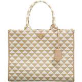 Prada Tote Bag & Shopper tasker Prada Large Symbole Embroidered Fabric Handbag - Beige/Chalk White