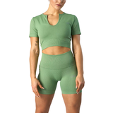 ICIW Ribbed Define Seamless Cropped T-shirt - Light Green