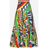Lang Nederdele Dolce & Gabbana Long Carretto-print poplin skirt with ruffles