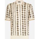 48 - Hvid - Silke Overdele Dolce & Gabbana Coin print silk polo shirt