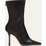 35 - Stilethæl Støvler Jimmy Choo Womens Black Agathe Pointed-toe Leather Ankle Boots Eur Women