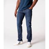 Emporio Armani Blå Bukser & Shorts Emporio Armani Mens Denim Blu Brand-patch Straight-leg Slim-fit Stretch-denim Jeans