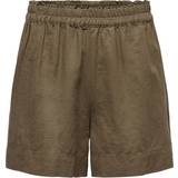 34 - Dame - L Shorts Only High Waist Linen Blend Shorts - Brun/Cub