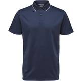Genanvendt materiale Polotrøjer Selected Short Sleeved Coolmax Polo Shirt - Navy Blazer