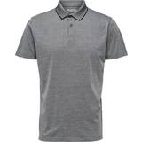 Genanvendt materiale Polotrøjer Selected Short Sleeved Coolmax Polo Shirt - Medium Grey Melange