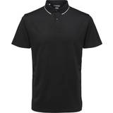 Genanvendt materiale Polotrøjer Selected Short Sleeved Coolmax Polo Shirt - Black