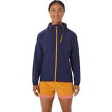 Asics Dame Overtøj Asics Women's Fujitrail Waterproof Jacket, L, Indigo Blue/Sandstorm
