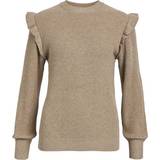 Beige - Flæse Tøj Object Malena Knitted Pullover - Fossil