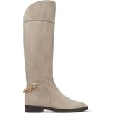 Jimmy Choo Høje støvler Jimmy Choo Womens Taupe Nell Chain-embellished Suede Knee-high Boots
