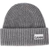 Ganni Polyamid Tøj Ganni Rib Knit Beanie - Grey