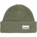Ganni Huer Ganni Rib Knit Beanie - Green