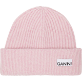 Pink - Polyamid Hovedbeklædning Ganni Rib Knit Beanie - Pink
