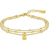Hugo Boss Dame Armbånd HUGO BOSS Iris Layered Chain Bracelet - Gold/Transparent