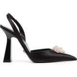 36 ½ - Satin Højhælede sko Versace La Medusa satin slingback pumps black