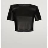 Wolford T-shirts & Toppe Wolford Faux leather cropped T-shirt black