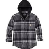 Denimjakker - Ternede Tøj Carhartt Men's Flannel Fleece Lined Hooded Shirt - Black