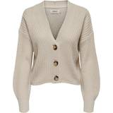 Beige - Dame Trøjer Only Carol Texture Knitted Cardigan - Grey/Pumice Stone
