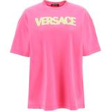 Versace Pink Overdele Versace Pink Distressed T-Shirt 2PA50 Fuxia Yellow IT